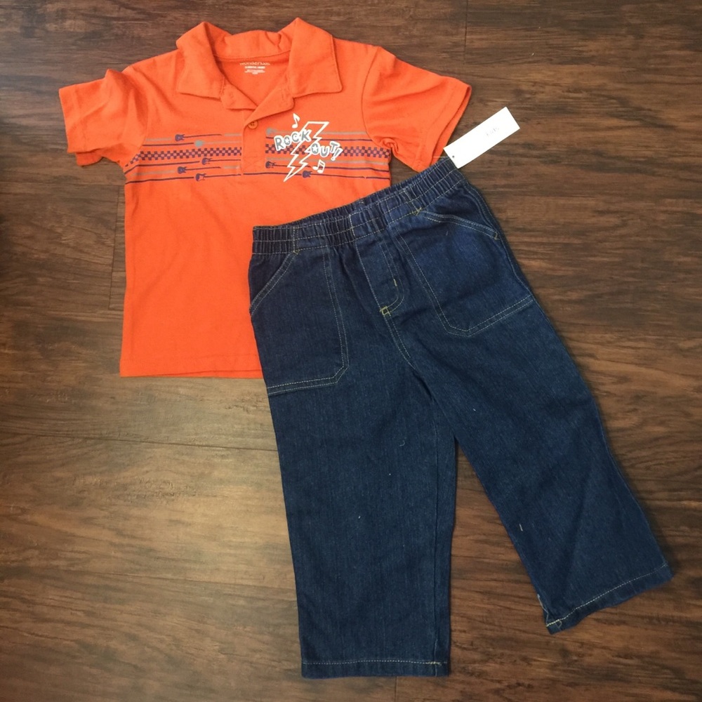 WonderKids Boys Polo Shirt and Jeans Set Size 24M